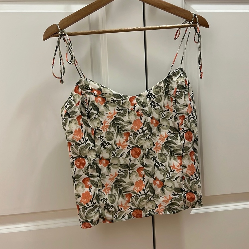 ABERCROMBIE & FITCH ORCHARD PRINT SPAGHETTI STRAP BLOUSE
